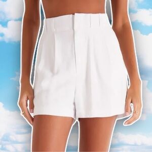 NWT Z SUPPLY Farah Linen Blend Trouser Shorts White Coastal Minimalist Preppy
